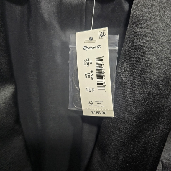 New MADEWELL Satin Oversized Blazer in True‎ Black Size 00 - Picture 6 of 11